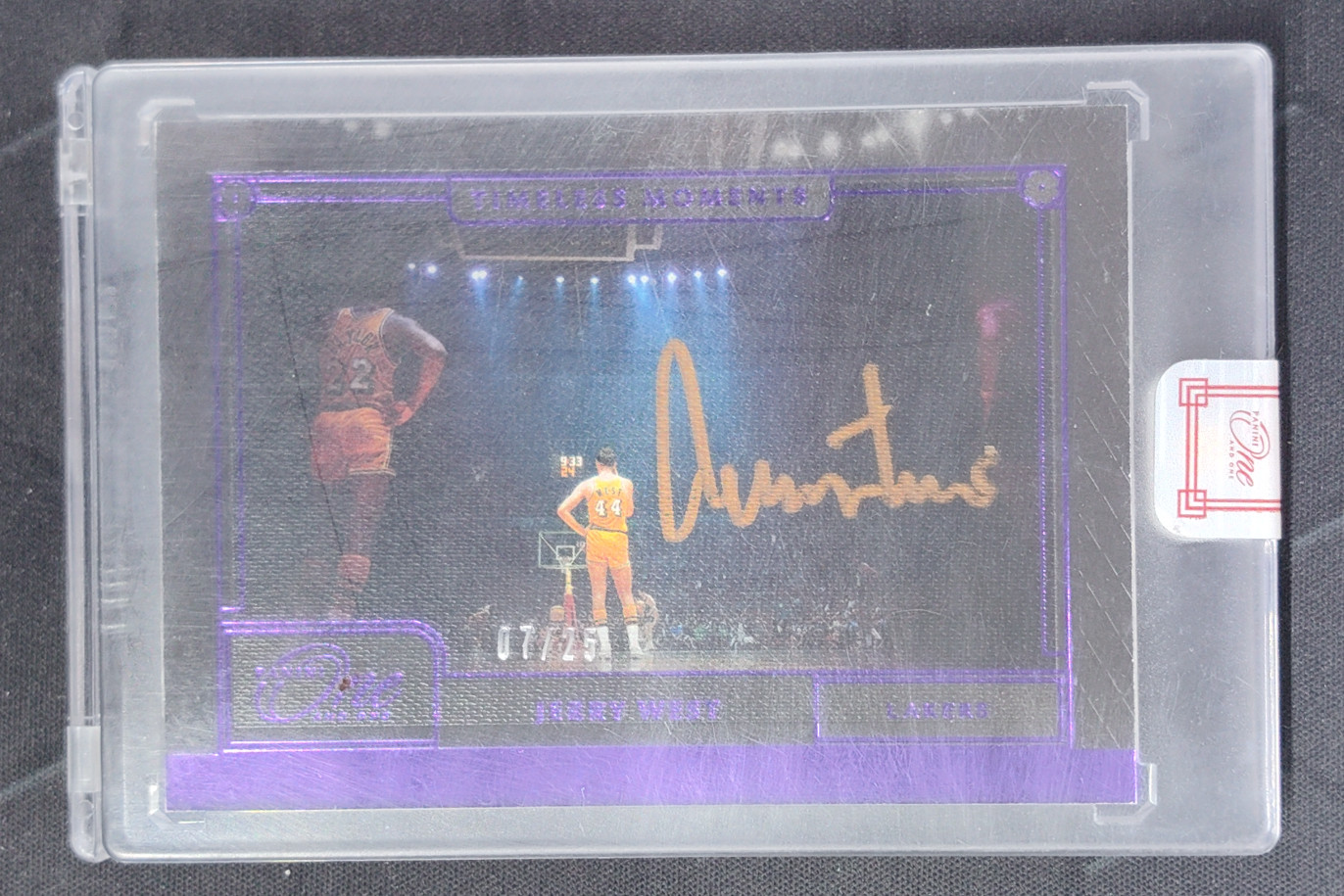2020-21 Panini One and One Jerry West Timeless Moments Purple Auto /25 Lakers