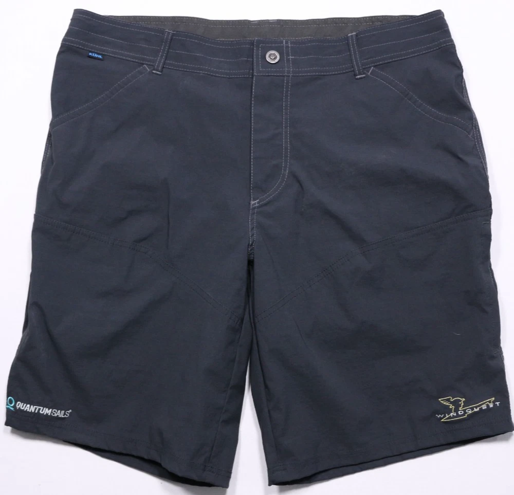 Kuhl Men's 40 Nylon Stretch Blend Hiking Shorts Dark Gray 12" Inseam Added Logos