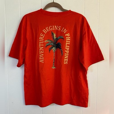 Kamisa Kultura Tee Shirt Women s Large Orange Phillipines NWT