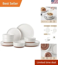 Dinnerware Set Plates Bowls 12 Pcs Modern Stoneware Service For 4 Kitchen