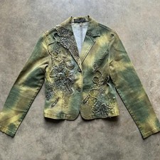 Green and gold sequin embroidered blazer
