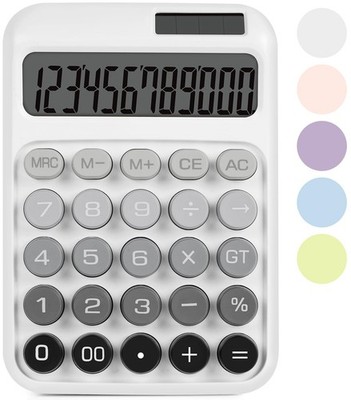 Mechanical Switch Calculator Big Buttons 12 Digits Solar Battery Desk Display