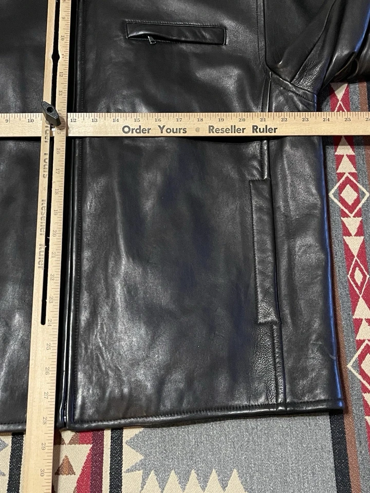 Chaqueta de cuero de golf Tommy Hilfiger para hombre L negra cremallera completa T23 Foto 3 de 4