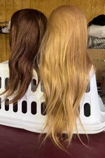 ~~LOT of 2 MANNEQUIN HEADS~COSMETOLOGY~MAKEUP~BLONDE BRUNETTE~HALLOWEEN~