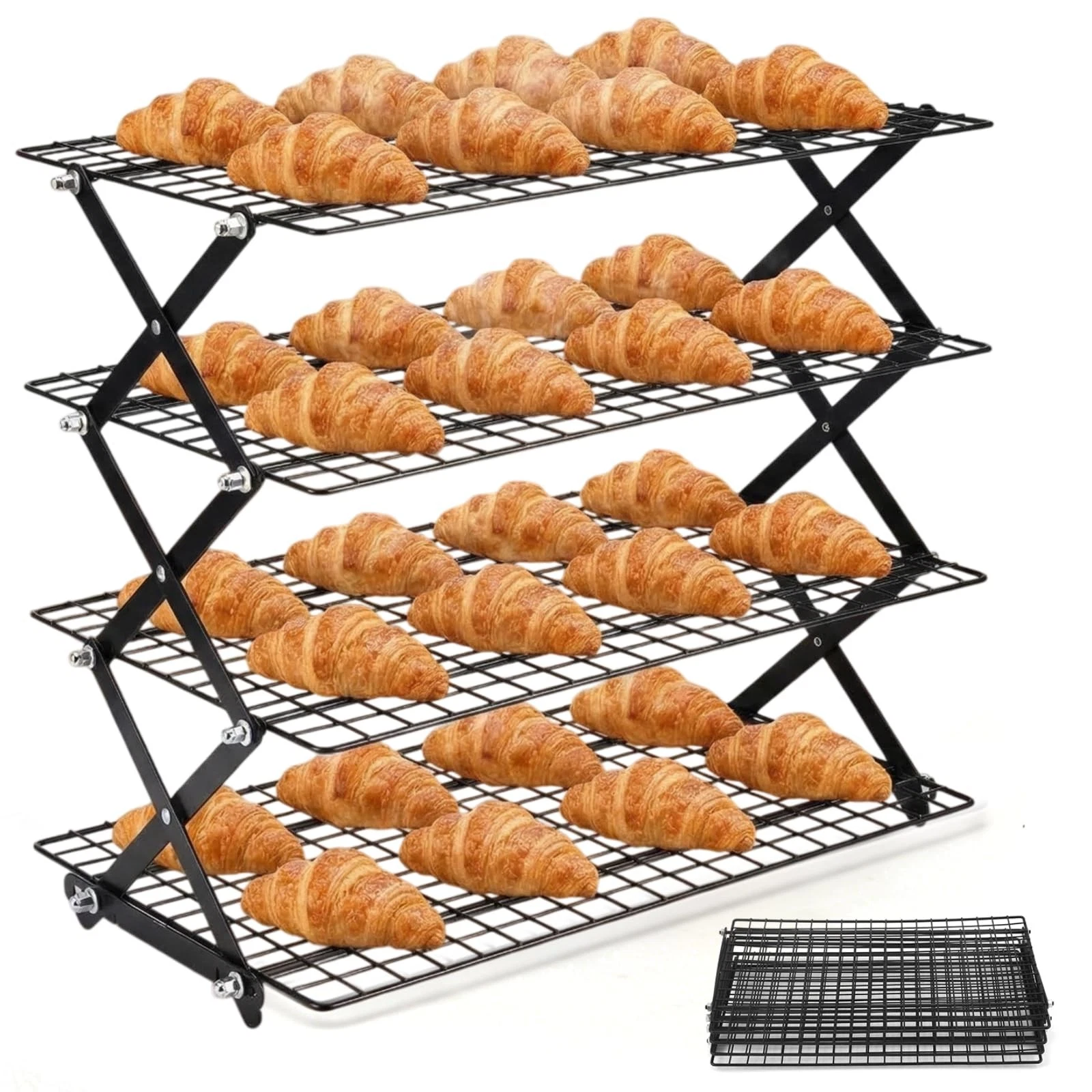 Collapsible Cooling Rack with Adjustable 3 Setting Design, 2/3/4-Tier Upgrade...