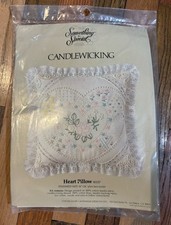 Vintage Something Special Candlewicking Heart Pillow Kit, 80137 Brand New 