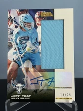2025 Premier Lacrosse League PLL  Jeff Teat Game Used Patch Autograph Card /25
