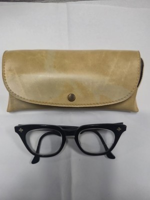 Vintage Bausch & Lomb Black Cross BL Safety Glasses Bifocal 5 3/4 Damaged Temple