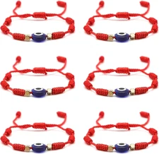Evil Eye 7 Knot Lucky Bracelets Adjustable Red String Amulet for Women Men