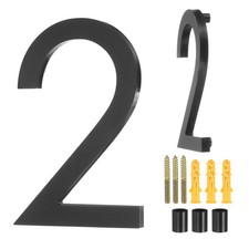 5" Acrylic Modern Floating House Numbers for Outside Address Number 2, Black 