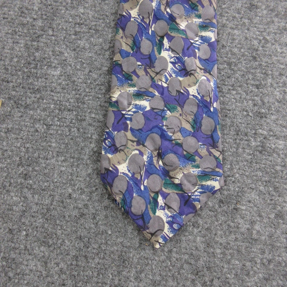 Corbata Oleg Cassini para hombre 100 % seda púrpura gris patrón abstracto hecha a mano prendas para el cuello Foto 2 de 4