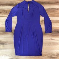 FTF Fashion to Figure Purple Long Sleeve Mock Neck Cutout Sheath Dress Size 0