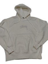 Stussy App Logo Hoodie Mens XL White Embroidered Sweatshirt