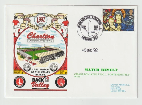 5/12/1992 UK GB Cover - Charlton Athletic F.C. Last Match at the Valley 21.9.85.