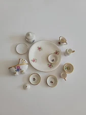 Japan Vintage China Porcelain Miniature Dollhouse Floral Tea Set 12 Pieces Assor