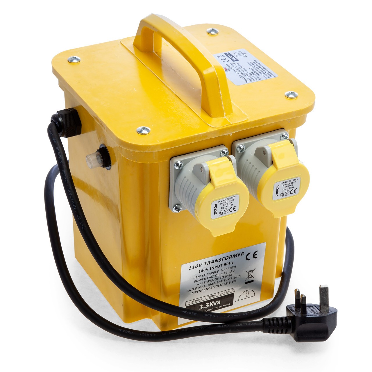 Toolstop 10961 Transformer 3.3KVA 16amp 2 Sockets 240V Input - 110V