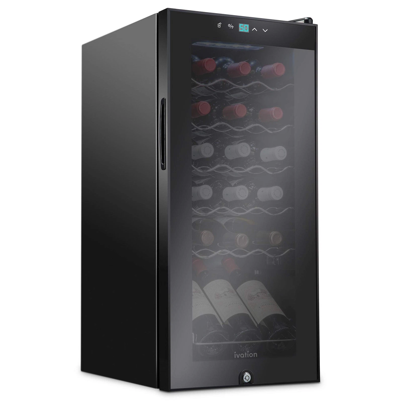 Wine Cooler 18 Bottle Compressor Freestanding Digital Temperature Black Ivation