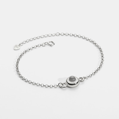 Custom Photo Projection Picture Inside Memorial Bracelet in 925 Sterling Silver