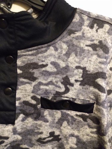 Canada WeatherGear Pullover 1/4 Snap Fleece Sweater Mens XXL 2XL Gray Black Camo - Picture 3 of 7