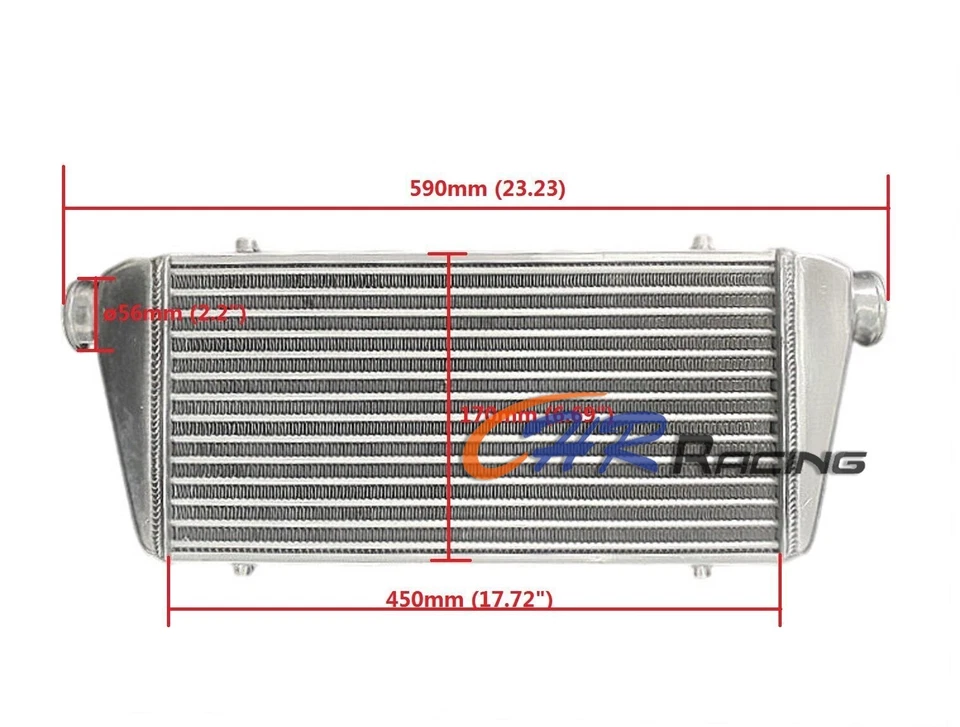 Intercooler turbo universal de montaje frontal de aluminio de 23 x 7 x 2, tubo de 57 mm de 2,25 x 2" Foto 3 de 4