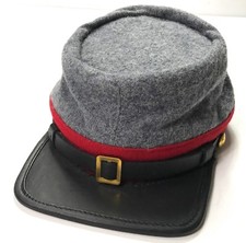 CIVIL WAR CSA CONFEDERATE ARTILLERY GREY WOOL KEPI FORAGE CAP HAT-MEDIUM