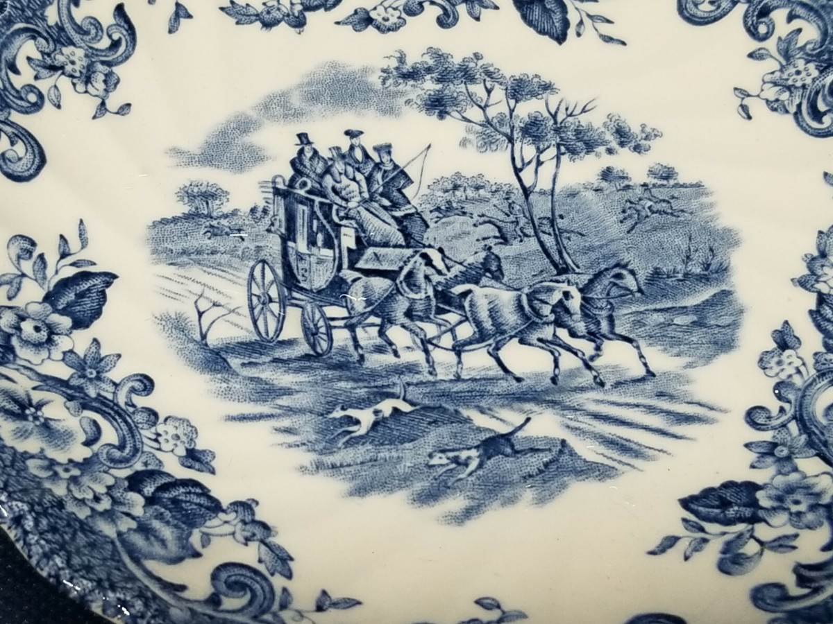 Vintage Johnson Brothers Coaching Scenes Blue Ironstone Hunting
