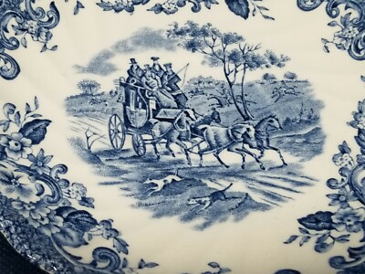 Vintage Johnson Brothers Coaching Scenes Blue Ironstone Hunting