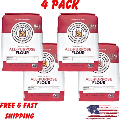 King Arthur All-Purpose Flour Unbleached 5 LB, 4 Bags