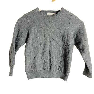 Stella McCartney Boy Gray Quilted Long Sleeve Crewneck Pullover Sweater Size 6 