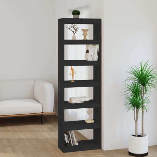 vidaXL Book Cabinet/Room Divider Black 60x30x199.5 cmWood Pine GFO