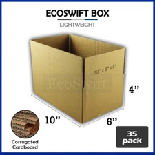 35 10x6x4 EcoSwift Cardboard Packing Moving Shipping Boxes Corrugated Box Carton
