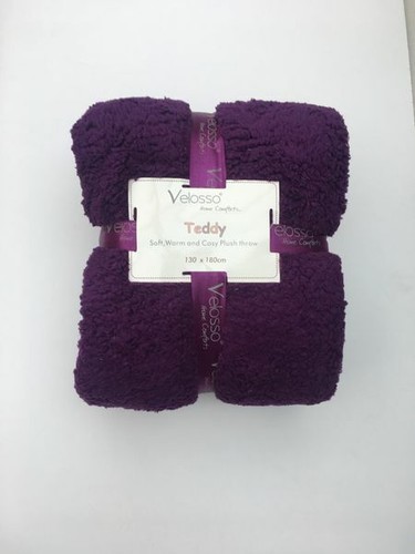 VELOSSO Teddy Fleece Throw Blanket Sofa Throw / Bed Throw 130 x 180 cm - Picture 10 of 12