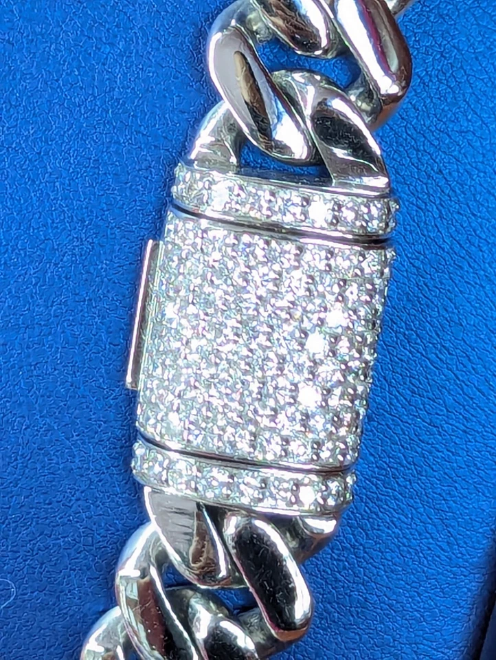 Rare 456g Platinum Necklace With 5CTS VS Diamonds Cuban Necklace 20" - Image 4 of 4