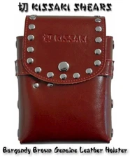 Kissaki Genuine Leather Hair Scissors Holster Hair Tools Pouch w Protective Flap