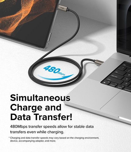 Ringke USB Type C to Type C Cable Basic Fast Charging Nylon Connector Cord - 第 30/37 張圖片