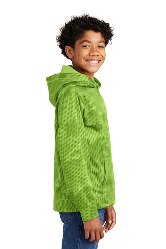 Sport-Tek YST240 Youth Polyester Sport-Wick Camohex Fleece Hoodie Pullover - Picture 13 of 27