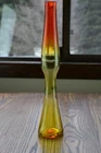 Blenko Glass #6024L Tangerine 15 3/8" Rocket Vase Sandblasted Mark Wayne Husted
