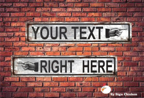 STREET SIGN, directional w/ hand, ANY TEXT, CUSTOM, PERSONALIZED, RUSTIC LOOK - 第 1/2 張圖片