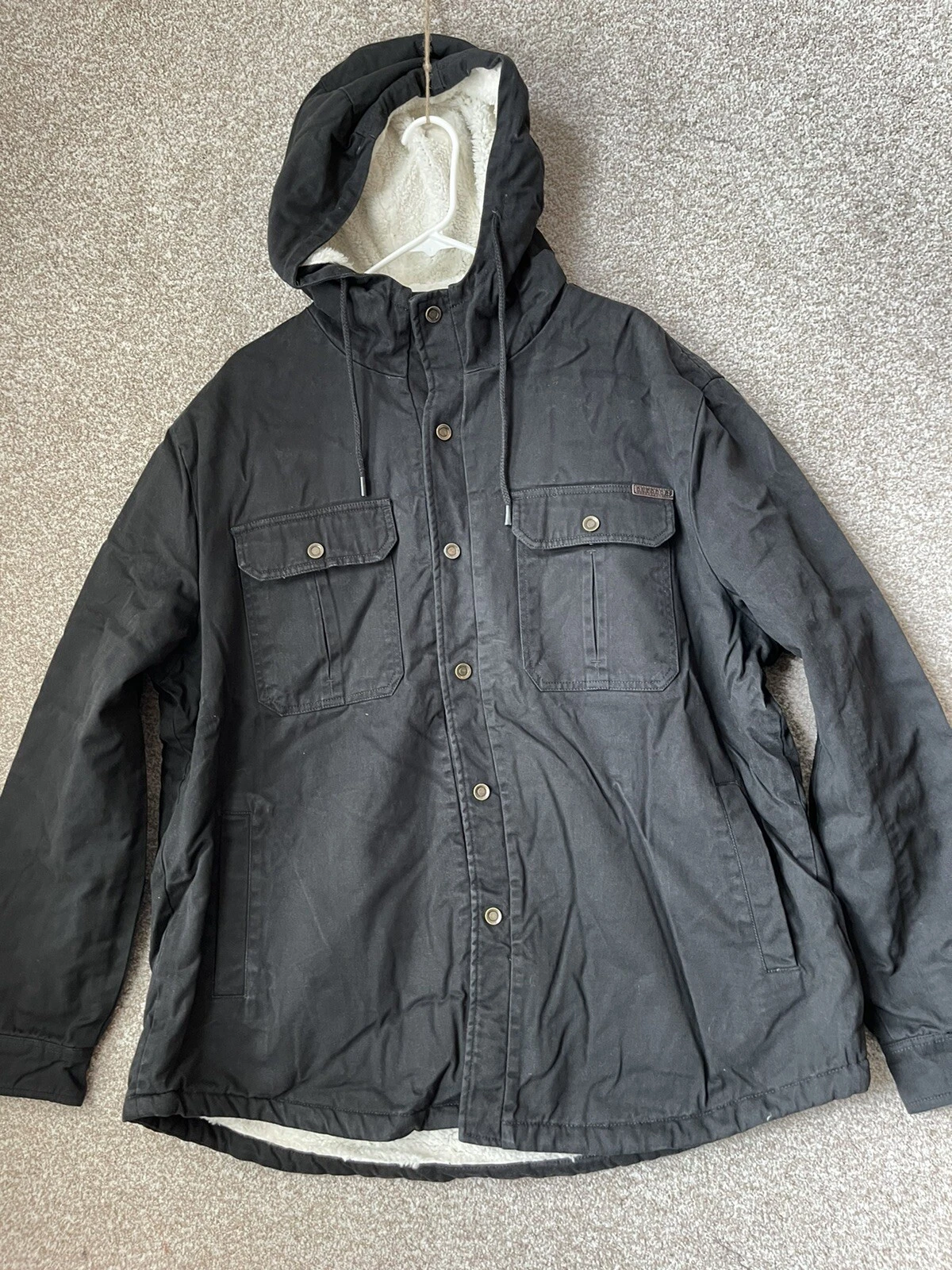Outdoor Men’s Black Button Up Fleece Lined Jacket Size 2XL