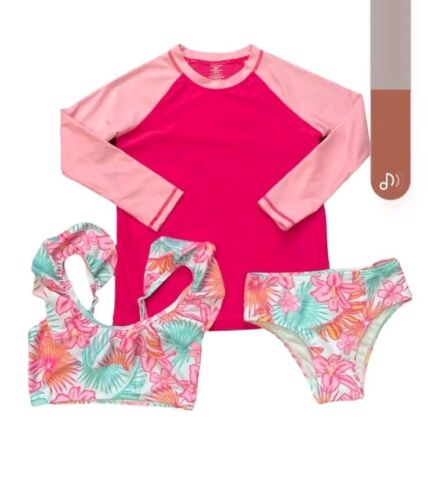 Girls 3-Piece Rashguard Swim Suit Set 2T Member's Mark Family Swim Cruisewear - Picture 2 of 14
