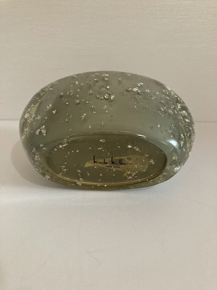 Soporte para cepillo de dientes Nicole Miller Silver Flakes acrílico Lucite gris plata Foto 3 de 4