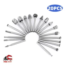 20 X HSS Carbide Burr Set Rotary Drill Bits Die Grinder Carving Engraving Dremel