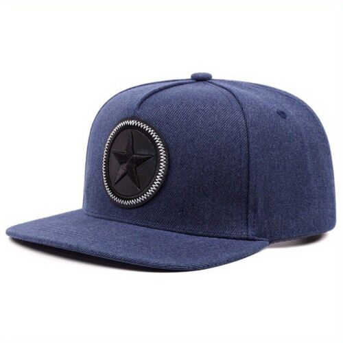 Star Embroidered Baseball Cap Snapback Men Women Flat Peak Hip Hop Rap Sport Hat - Picture 9 of 12