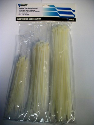 75 Piece Value Pack - Cable Tie Assortment 25 Each 4'', 6'' and 8'' Natural