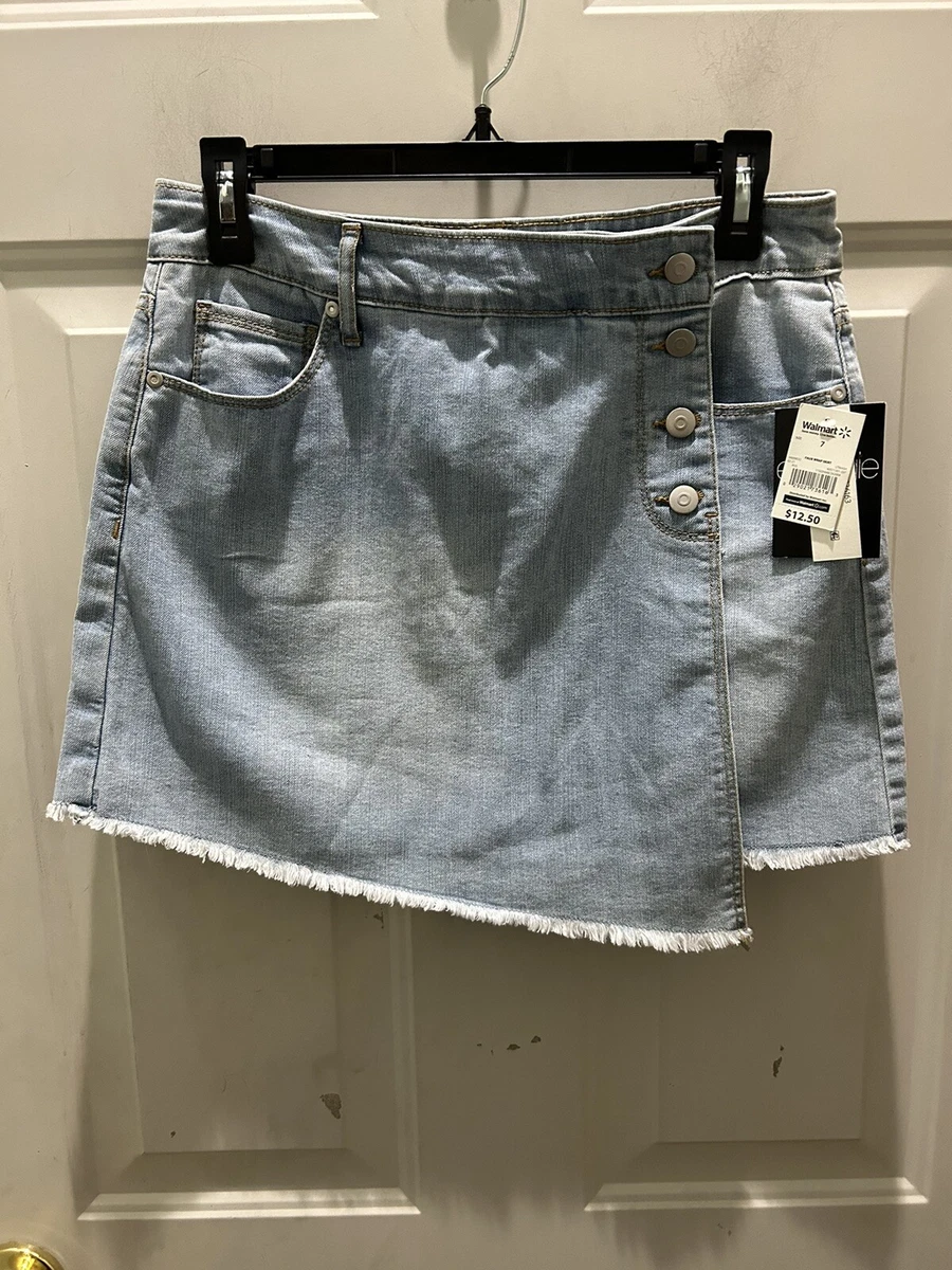 Denim faux top wrap skirt