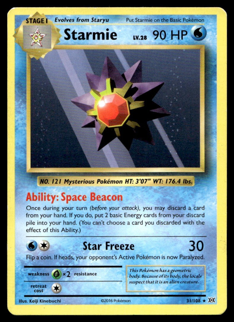 Starmie 31/108 Pokemon Card Evolutions Rare 90 HP Lightly Played A10
