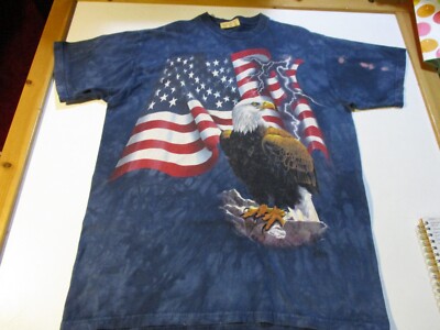AMERICAN BALD EAGLE & USA FLAG THE MOUNTAIN BRAND TIE DYE T-SHIRT LARGE 2001