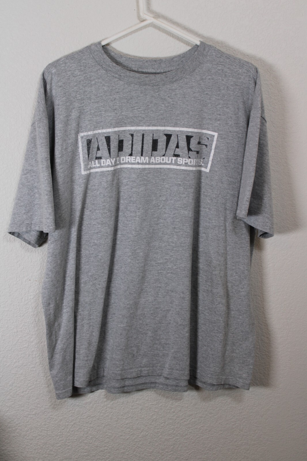 Adidas Men's Gray Large T-Shirt, Polyester, Short-Sleeve