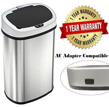 New 13-Gallon Touch-Free Sensor Automatic Stainless-Steel Trash Can Kitchen 50R