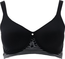 Breezies Floral Stripe Seamless Underwire T-Shirt Bra Black 42 NEW 21